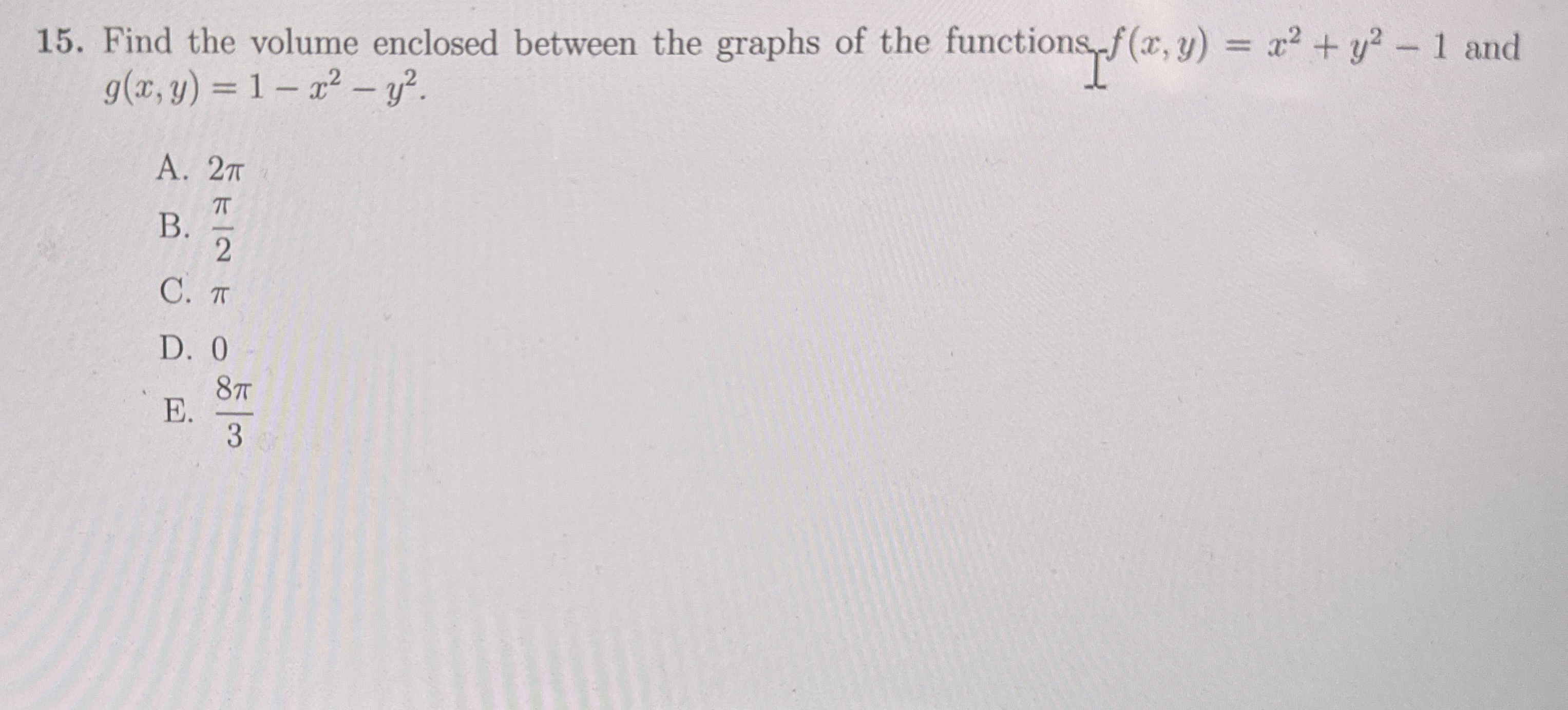 Find the volume enclosed between the graphs of