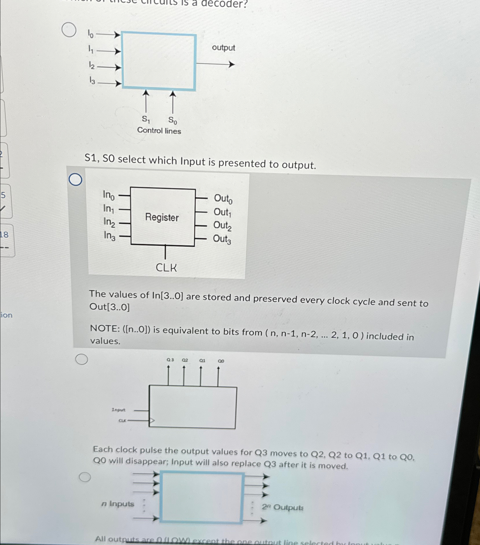 S 1 , S 0 select which Input is presented to