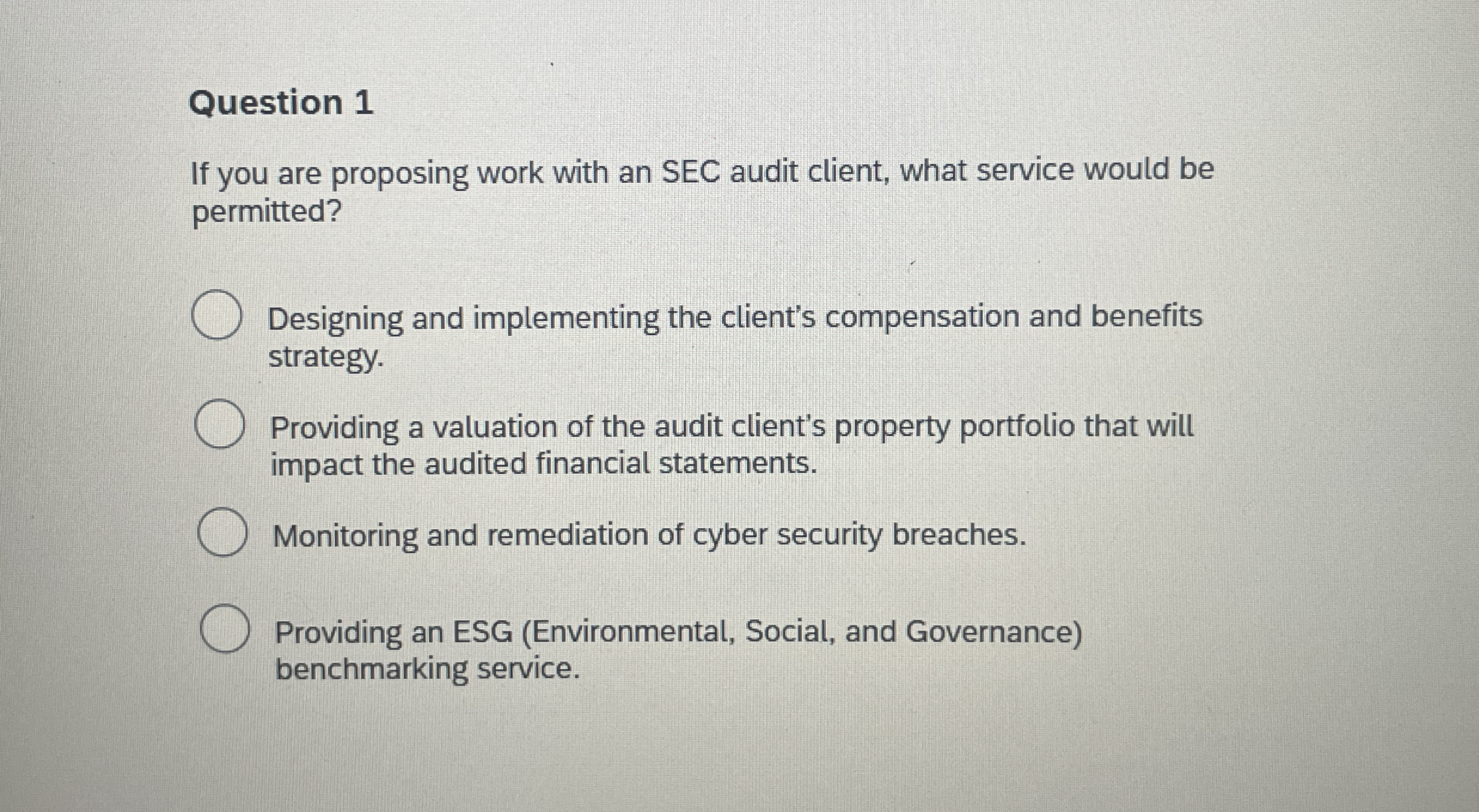 Question 1 If you are proposing work with an SEC
