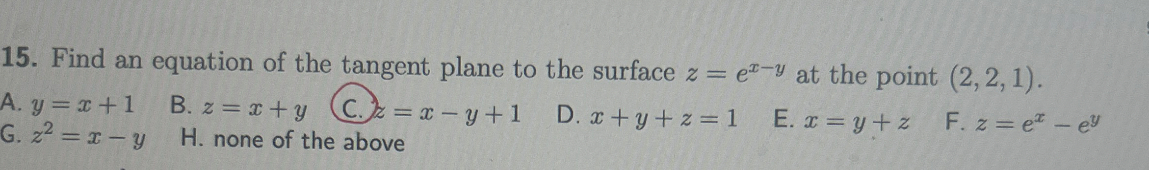 Find an equation of the tangent plane to the