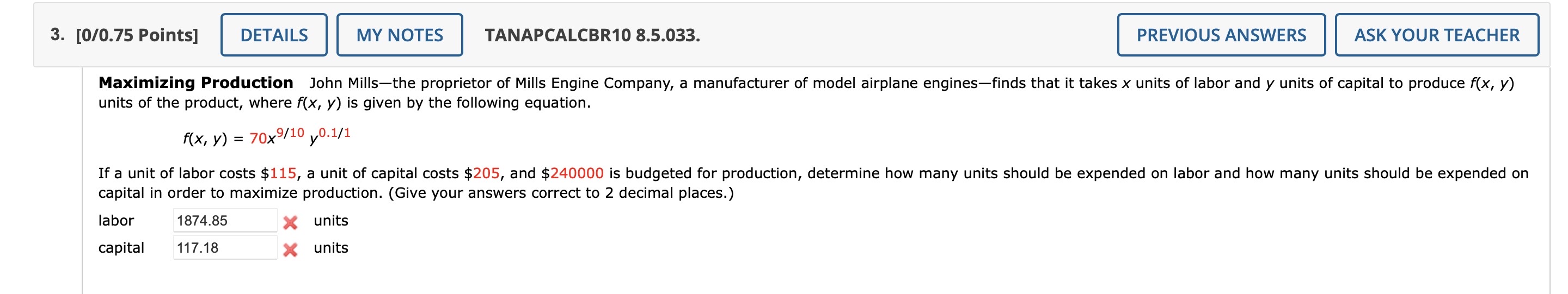 Maximizing Production John Mills - the proprietor