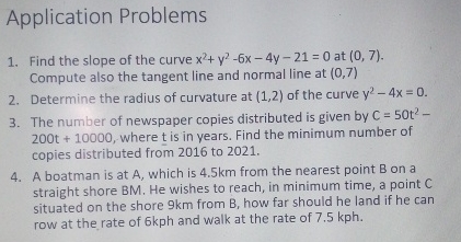 Application Problems Find the slope of the curve