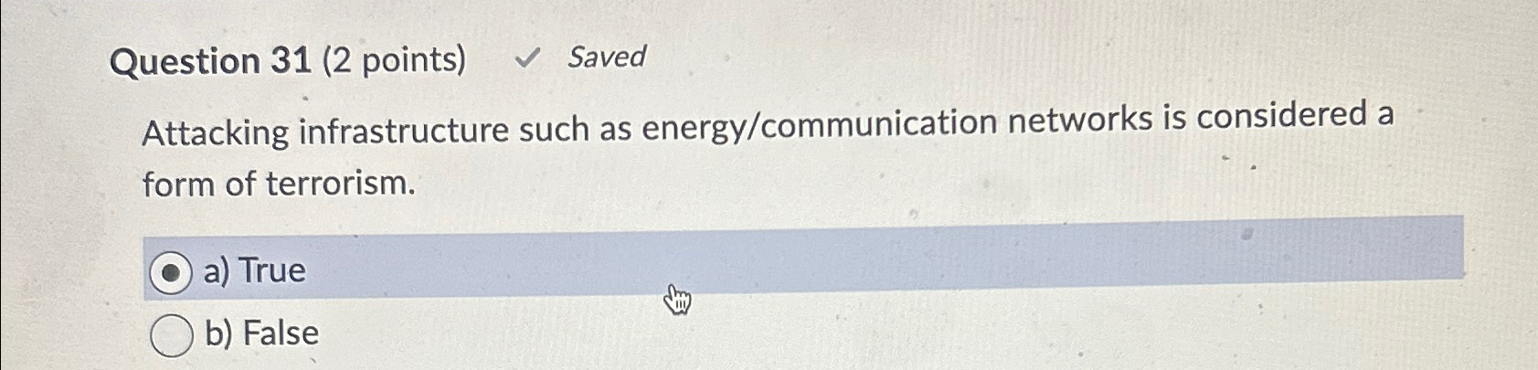 Question 3 1 ( 2 points ) Saved Attacking