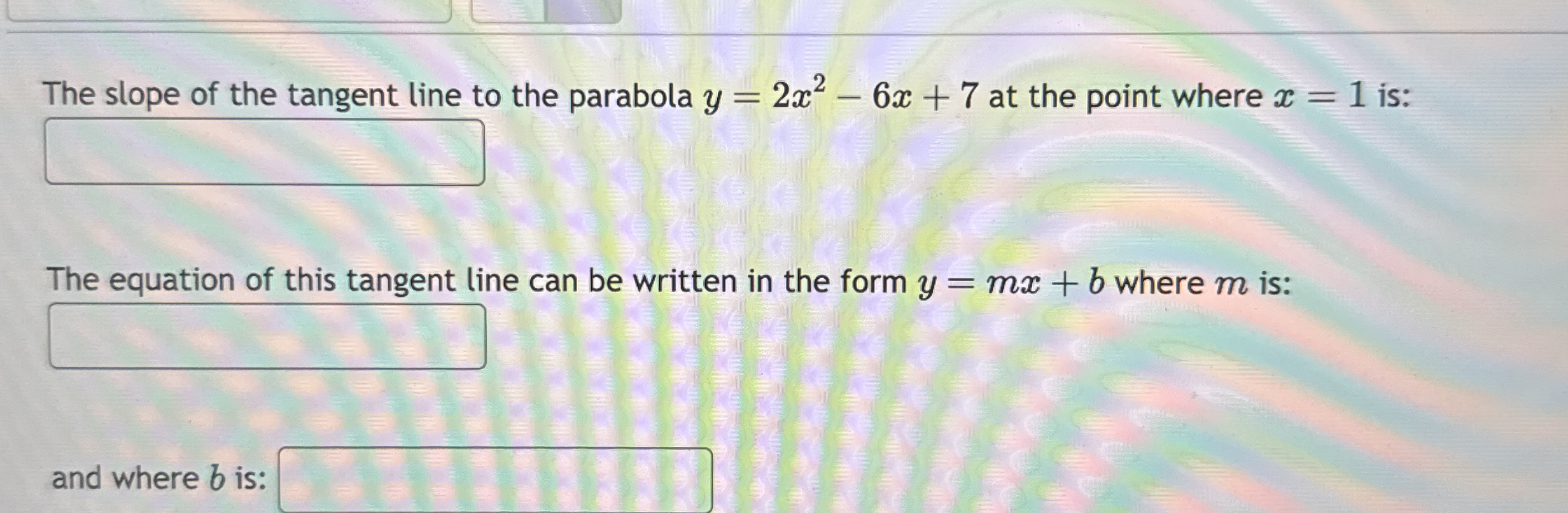 The slope of the tangent line to the parabola y =