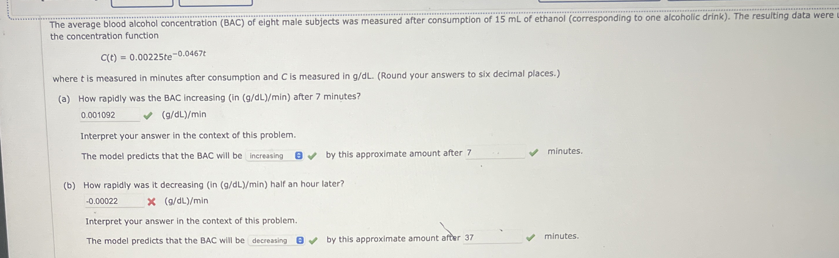 The average blood alcohol concentration ( BAC )