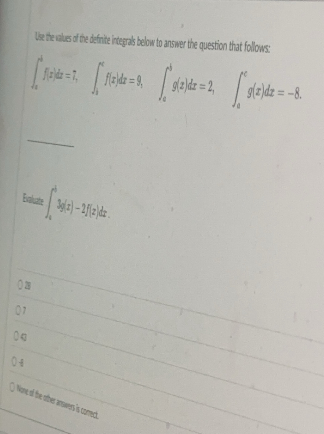 Use the raves of the definte integrals below to