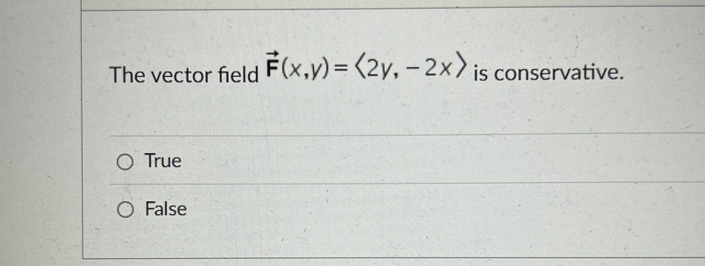 The vector field vec ( F ) ( x , y ) = ( : 2 y ,