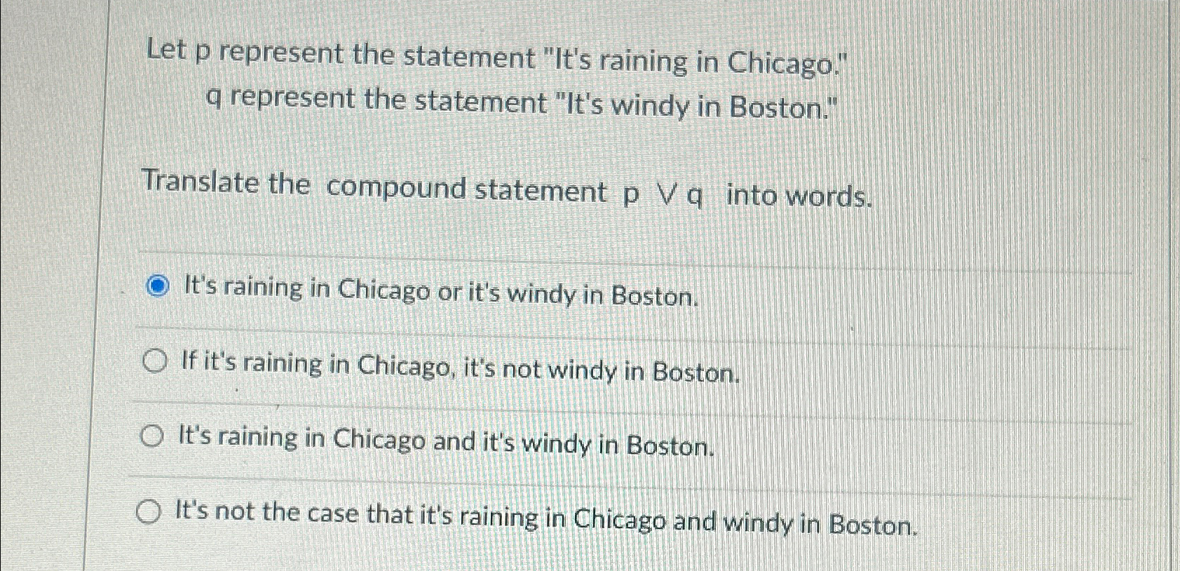 Let p represent the statement 