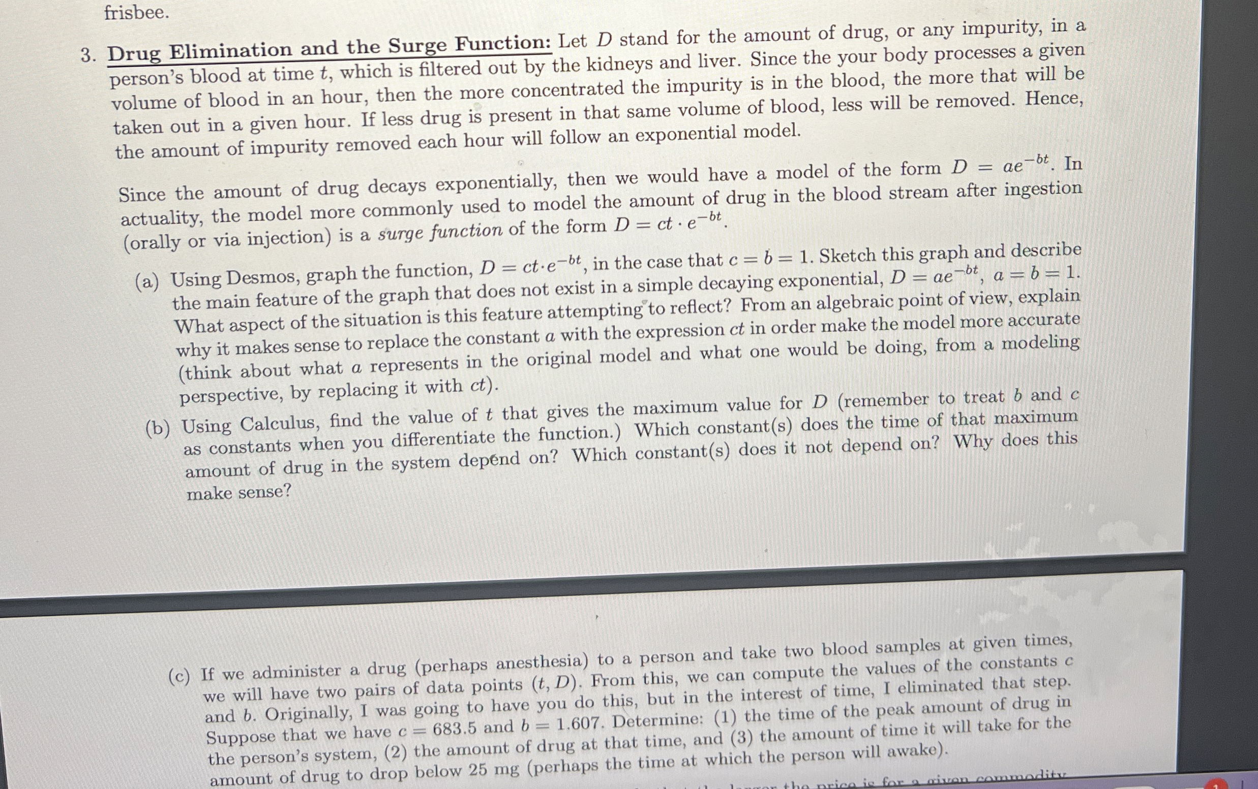frisbee. 3 . Drug Elimination and the Surge
