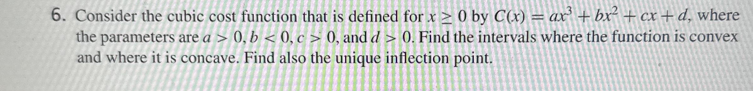 Consider the cubic cost function that is defined