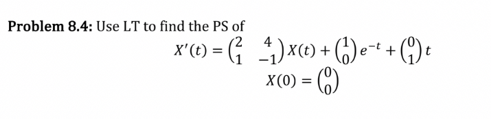 Problem 8 . 4 : Use LT to find the PS of