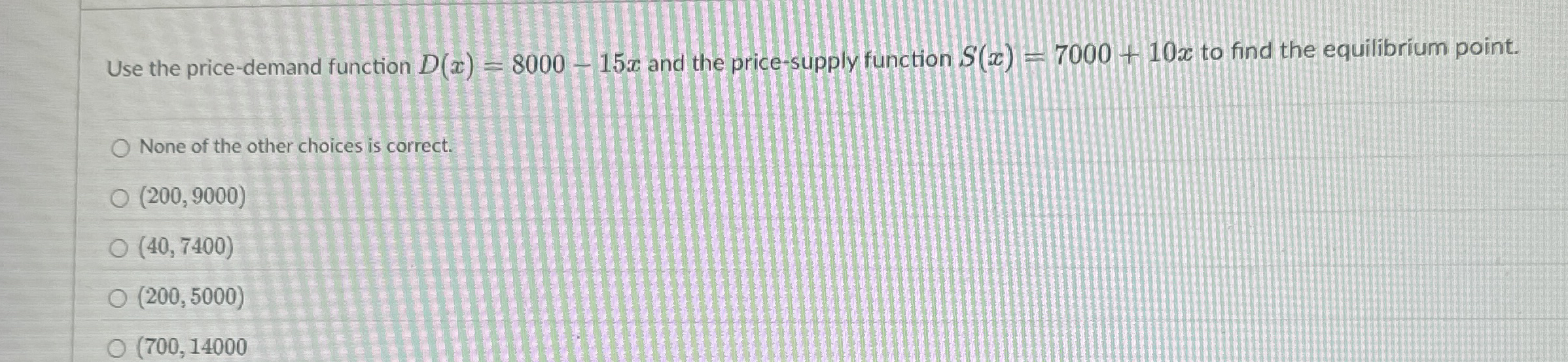 Use the price - demand function D ( x ) = 8 0 0 0