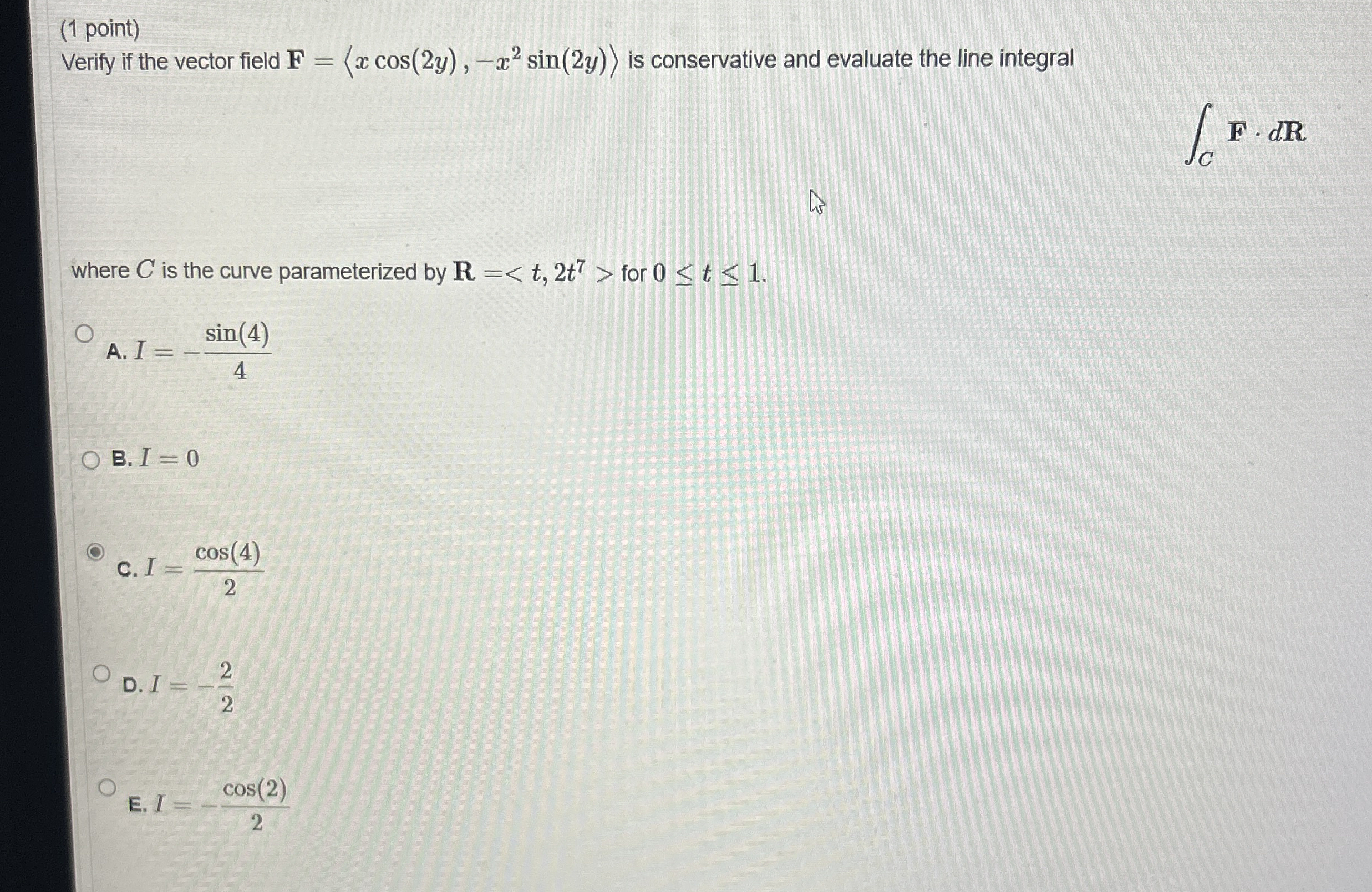 ( 1 point ) Verify if the vector field F = ( : x