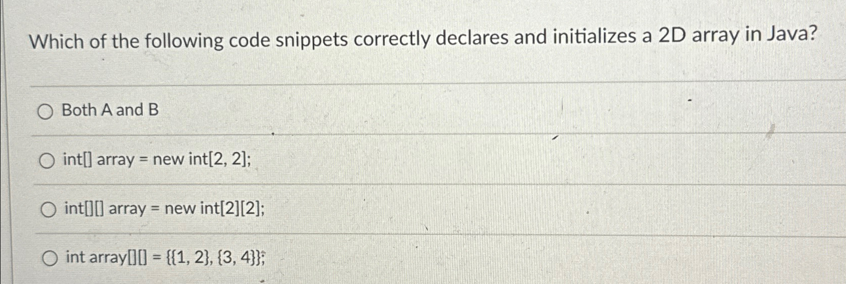 Which of the following code snippets correctly