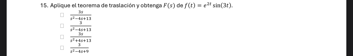 Aplique el teorema de traslaci n y obtenga F ( s