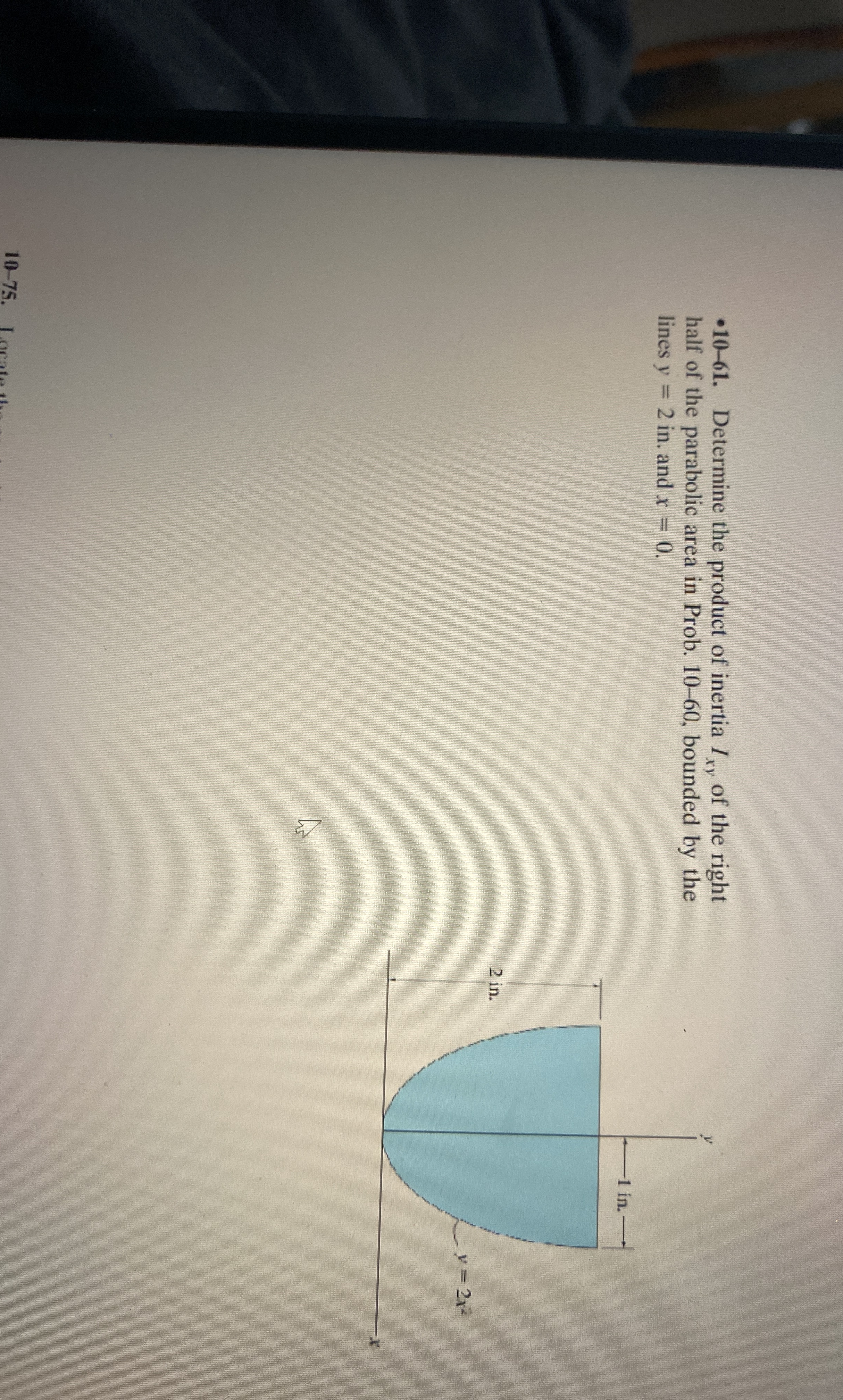 1 0 - 6 1 . Determine the product of inertia I x