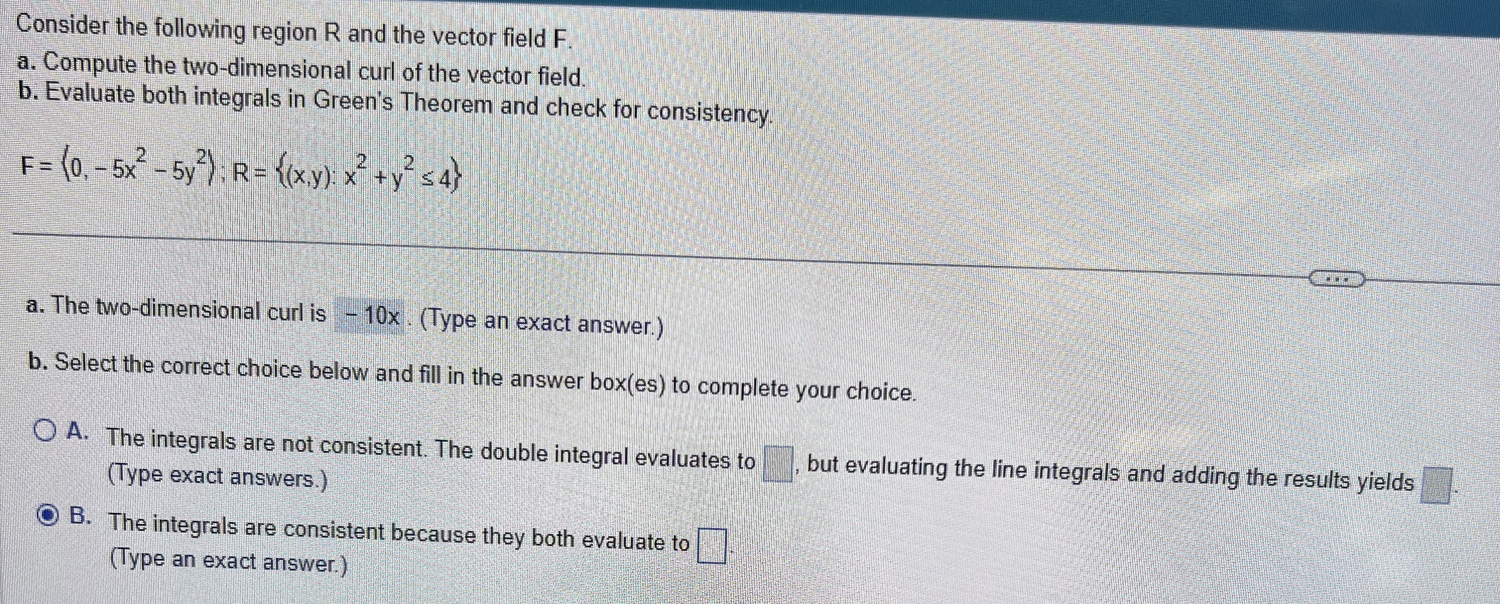 Consider the following region R and the vector