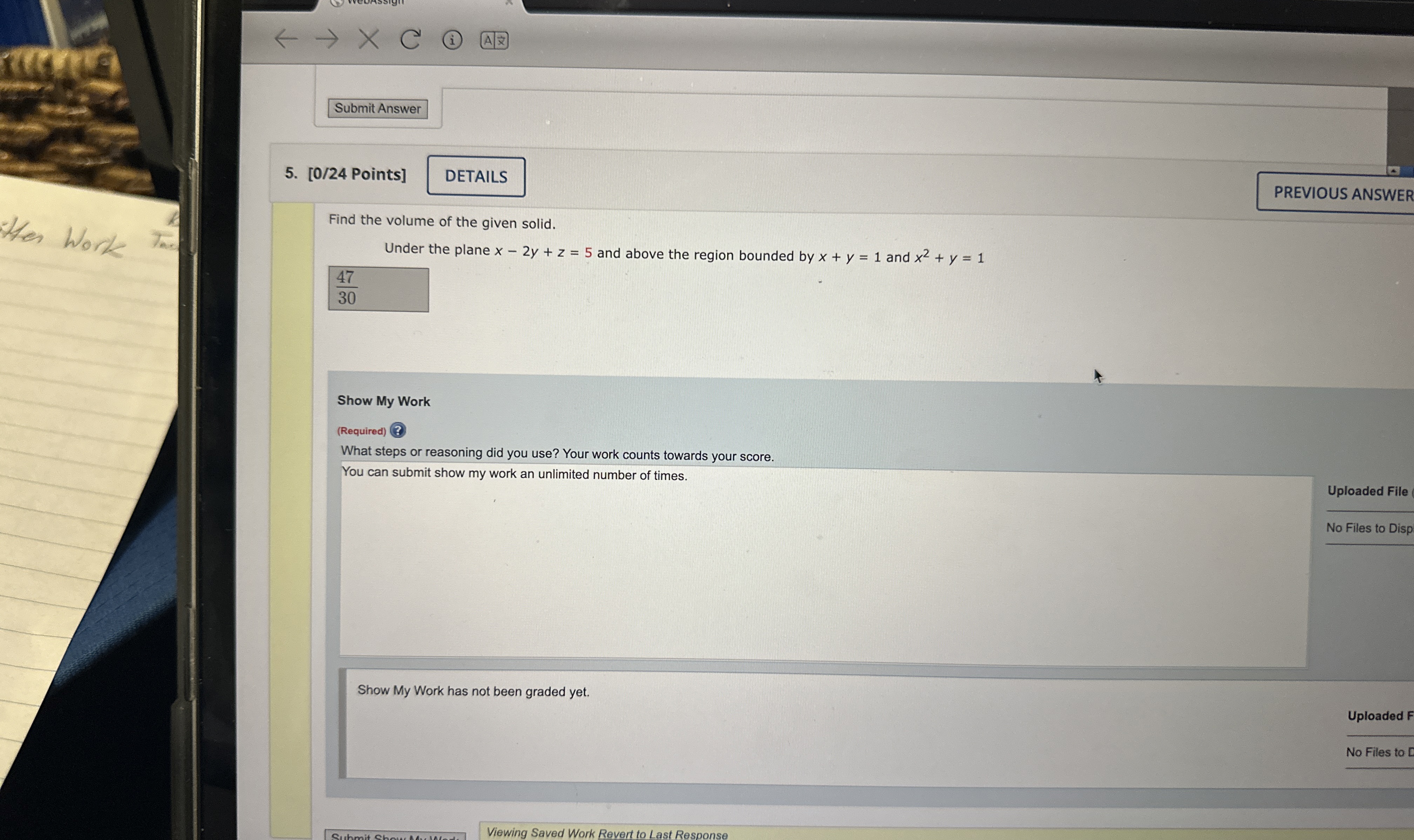 Submit Answer 5 . [ 0 / 2 4 Points ] DETAILS