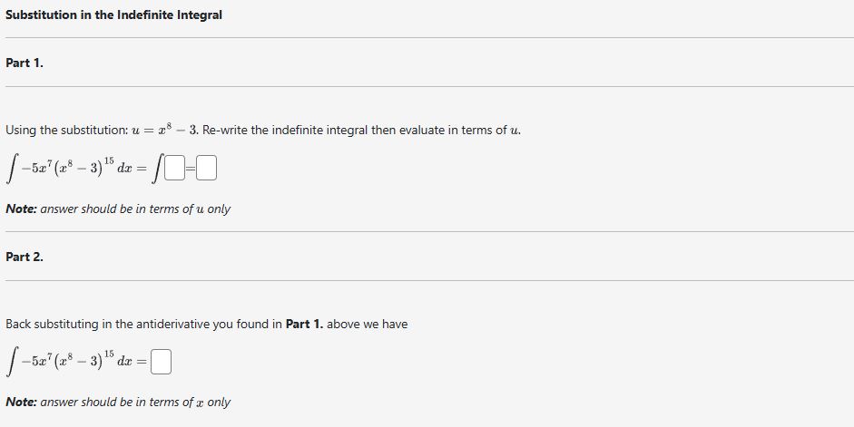 Substitution in the Indefinite Integral Part 1 .