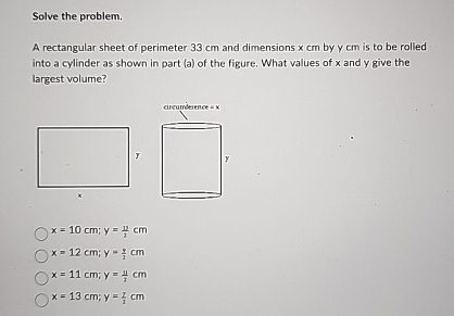 Solve the problem. A rectangular sheet of