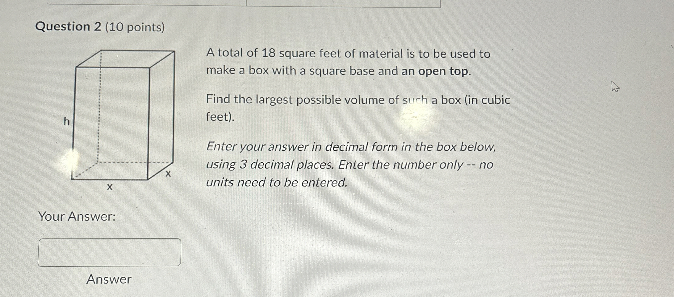 Question 2 ( 1 0 points ) A total of 1 8 square