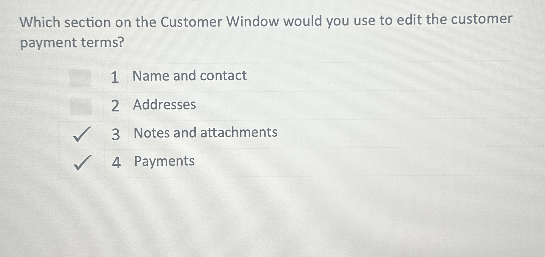 Which section on the Customer Window would you
