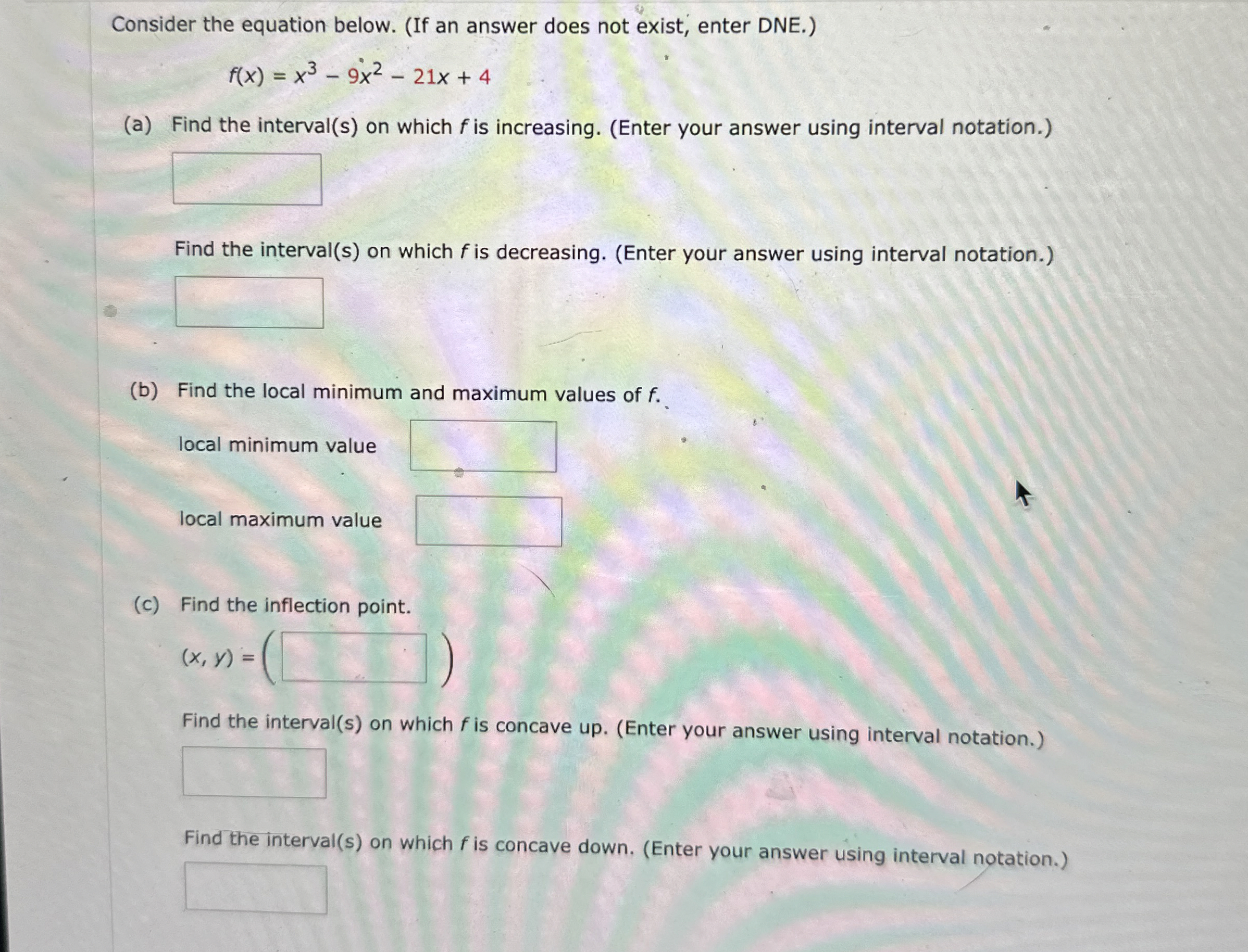 Consider the equation below. ( If an answer does