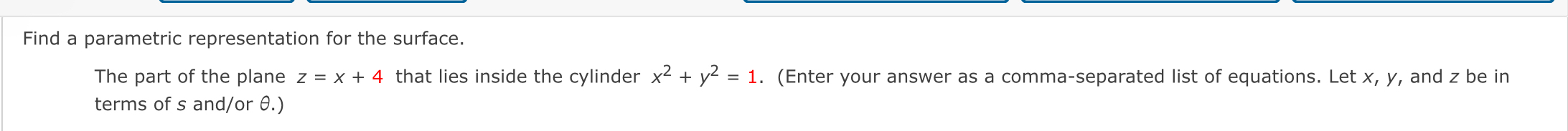 Find a parametric representation for the surface.