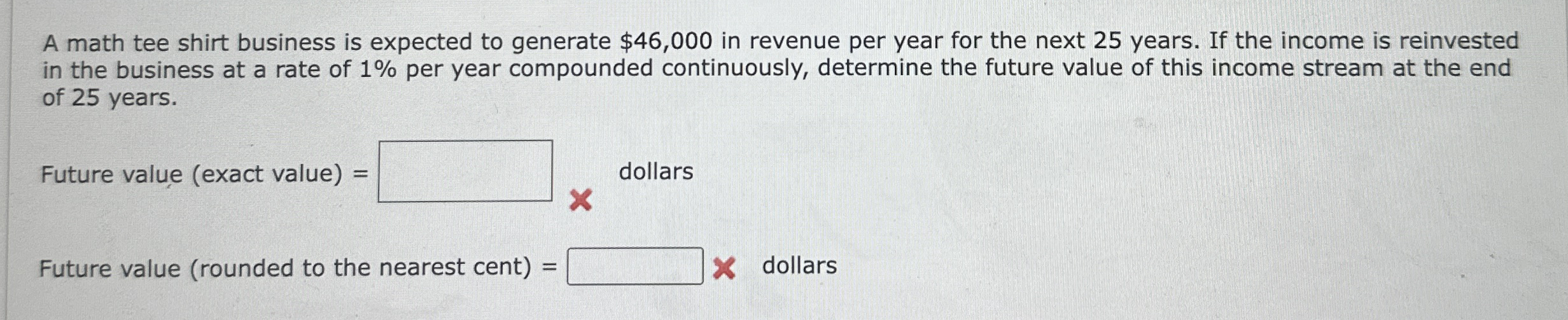 A math tee shirt business is expected to generate