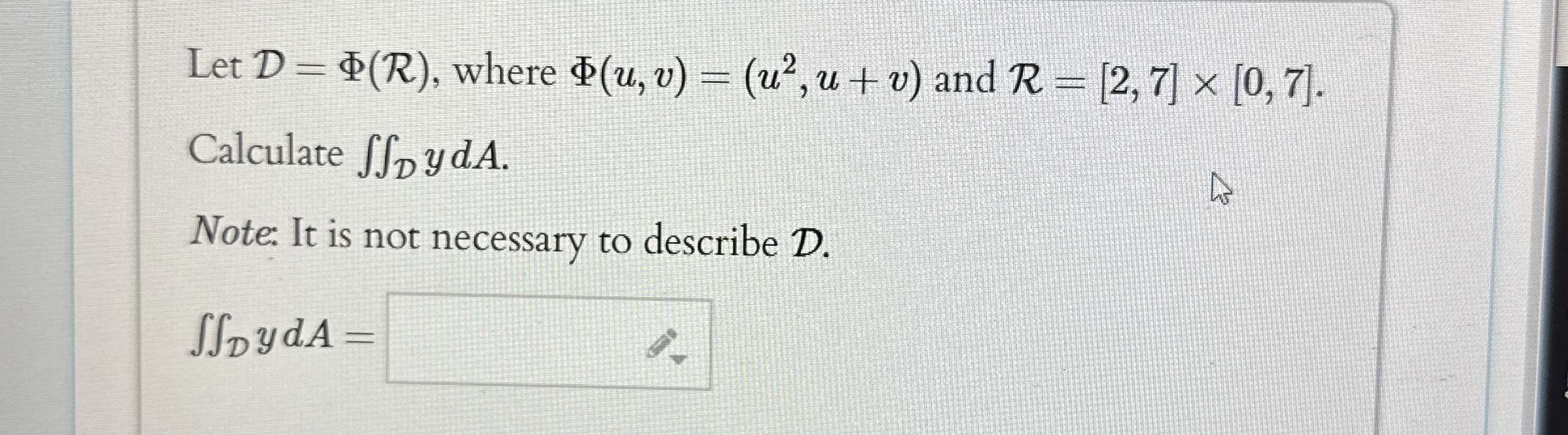 Let D = ( R ) , where ( u , v ) = ( u 2 , u + v )
