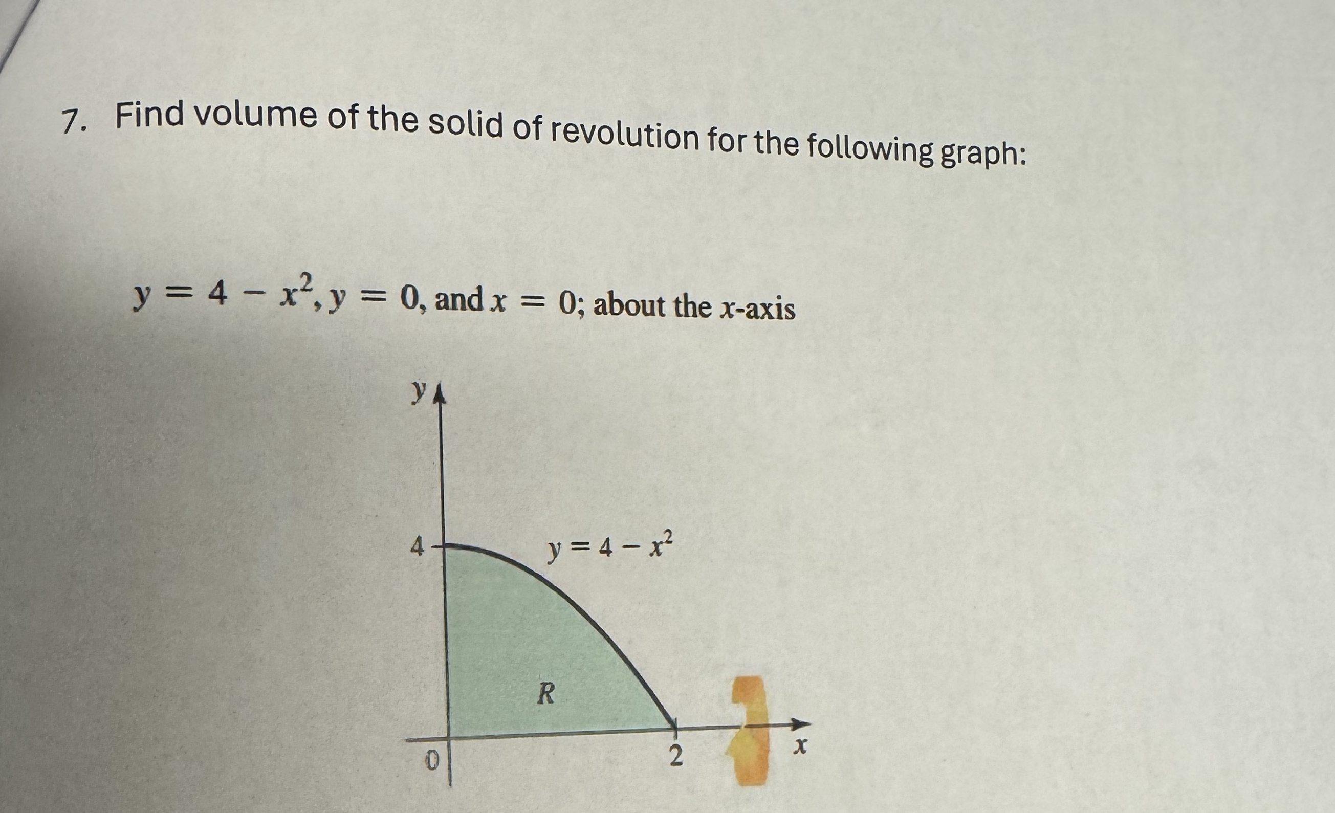 Find volume of the solid of revolution for the