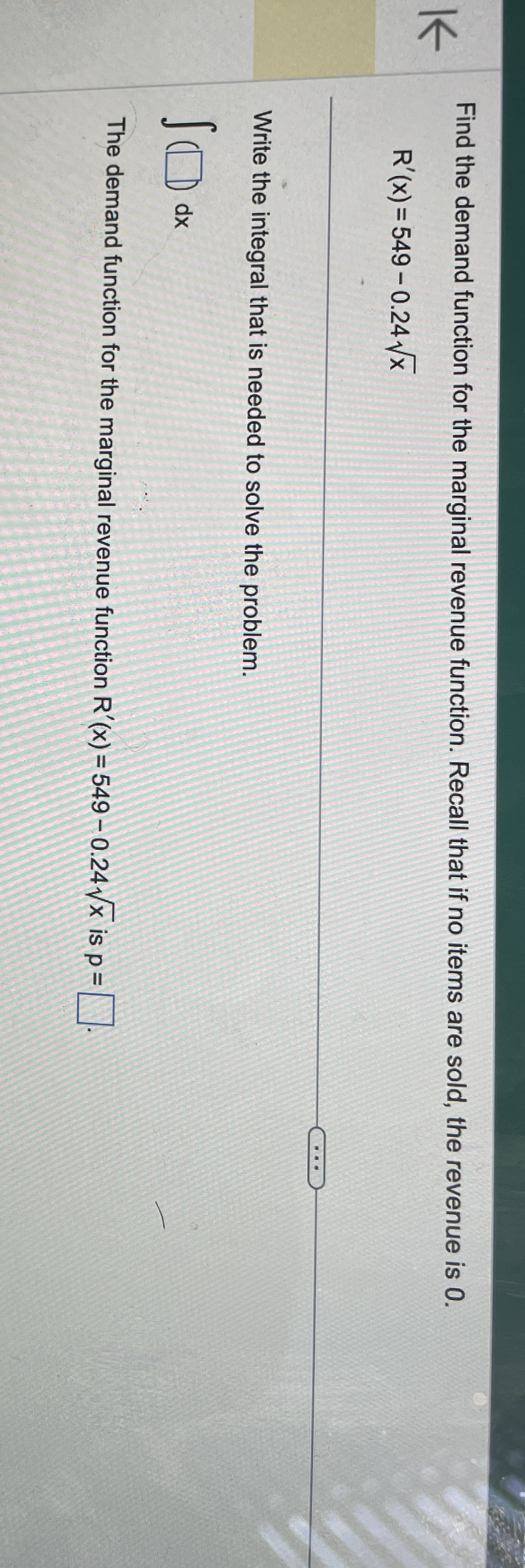 Find the demand function for the marginal revenue
