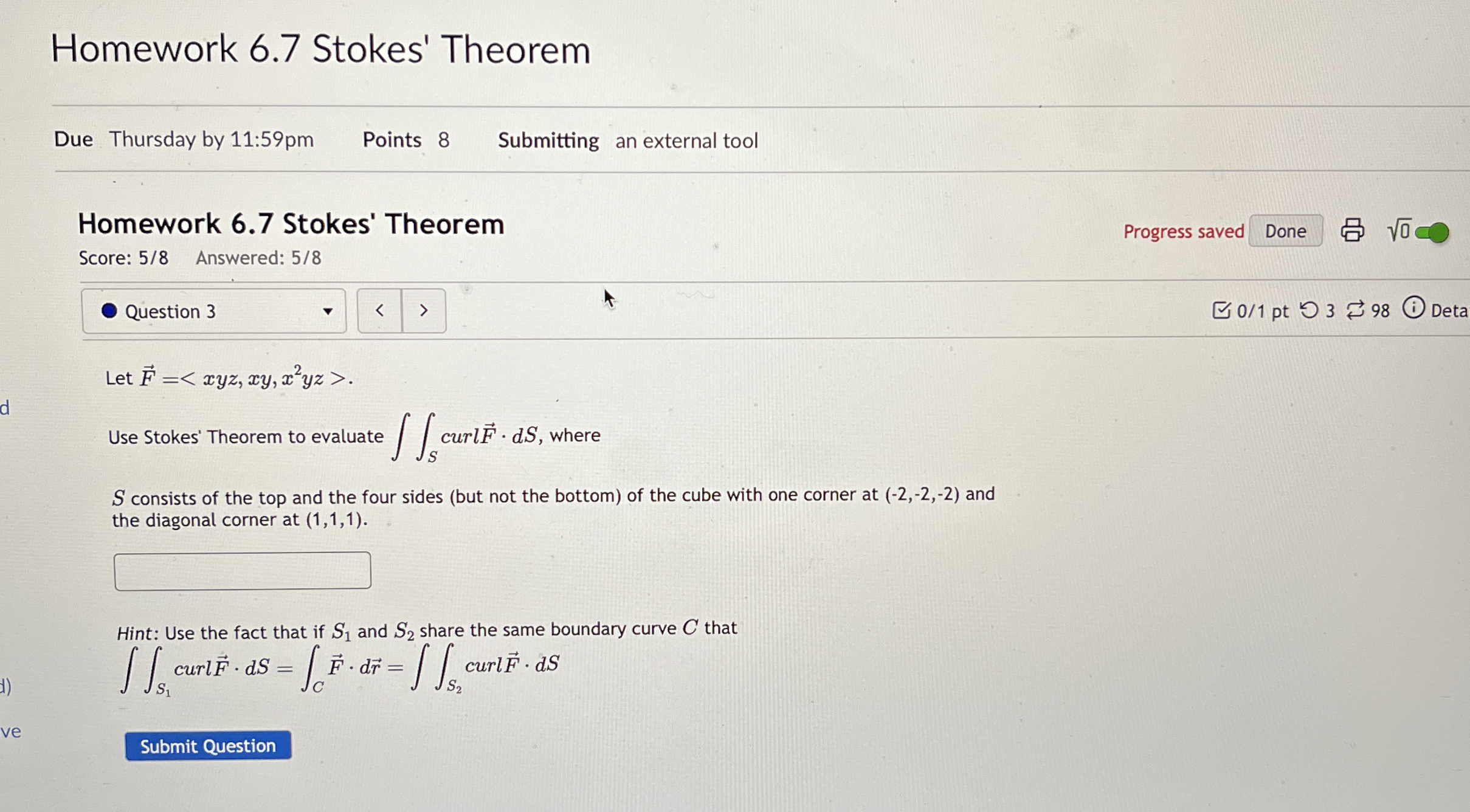Homework 6 . 7 Stokes' Theorem Due Thursday by 1