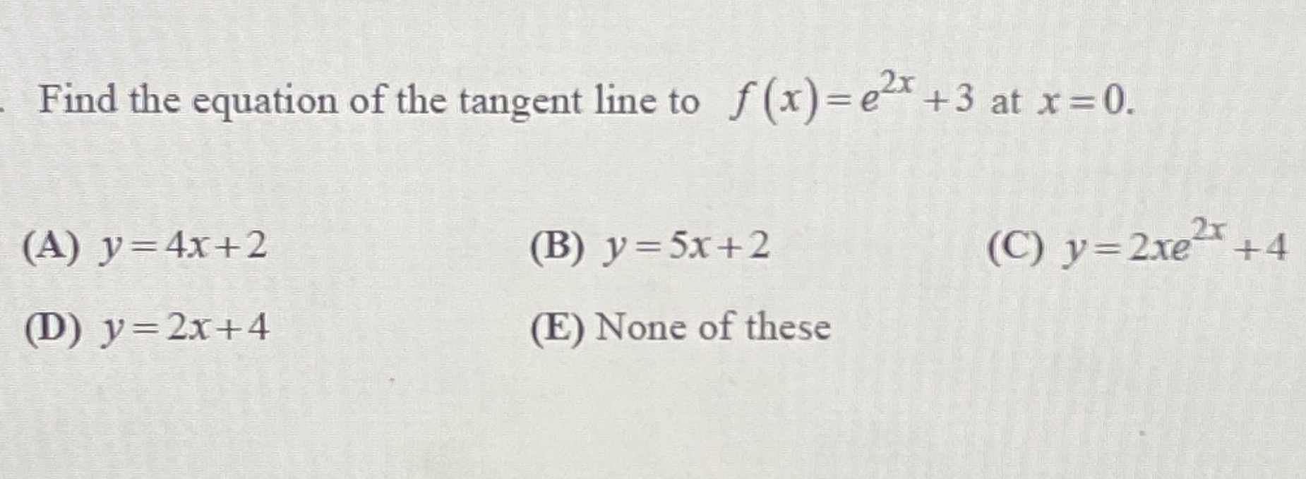 Find the equation of the tangent line to f ( x )