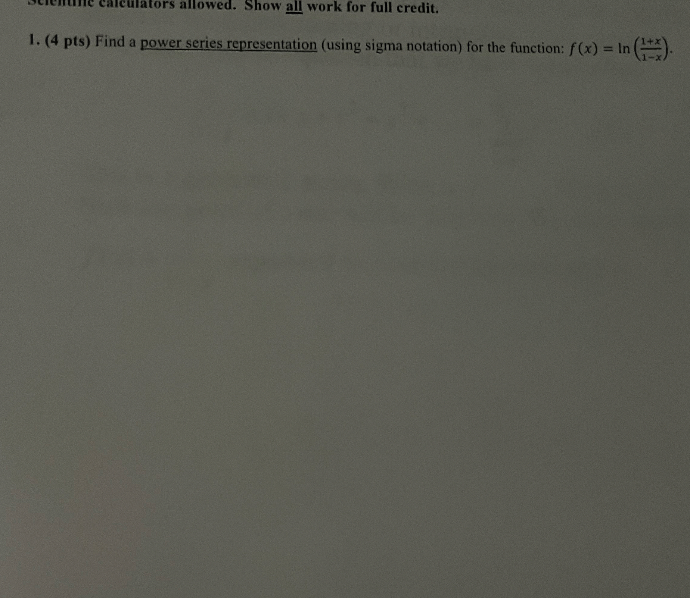 Find a power series representation ( using sigma