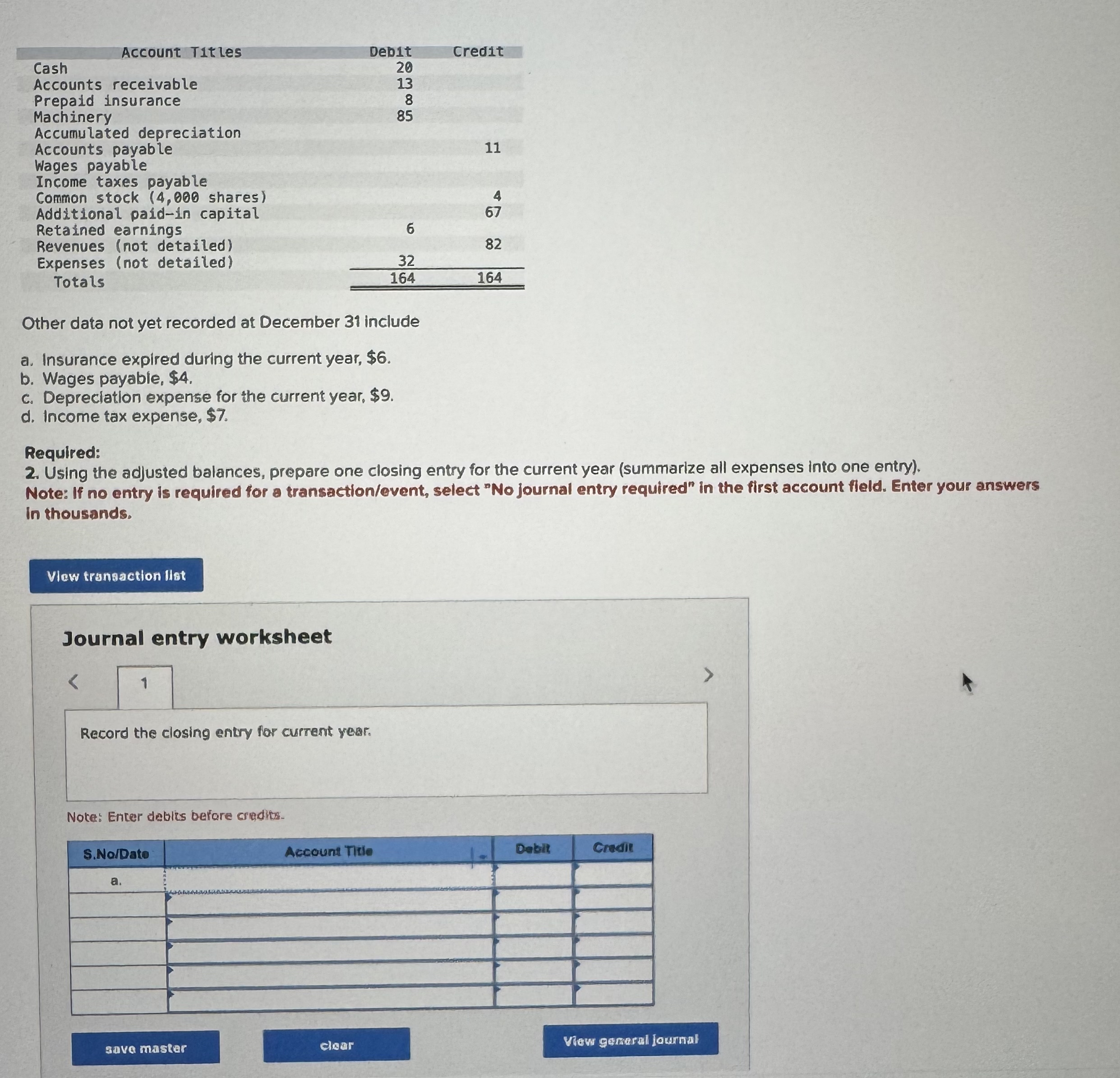 \ table [ [ Account Titles,Deb 1 t , Credit ] , [