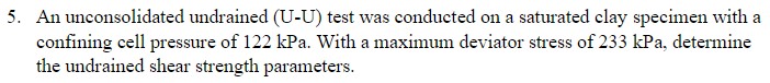An unconsolidated undrained ( U - U ) test was