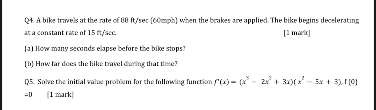 Q 4 . A bike travels at the rate of 8 8 f t s e c
