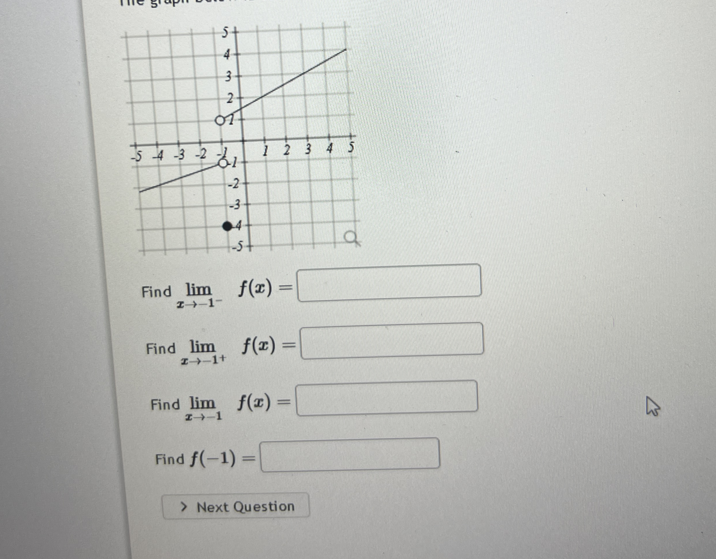 Find lim x - 1 - f ( x ) = Find lim x - 1 + f ( x