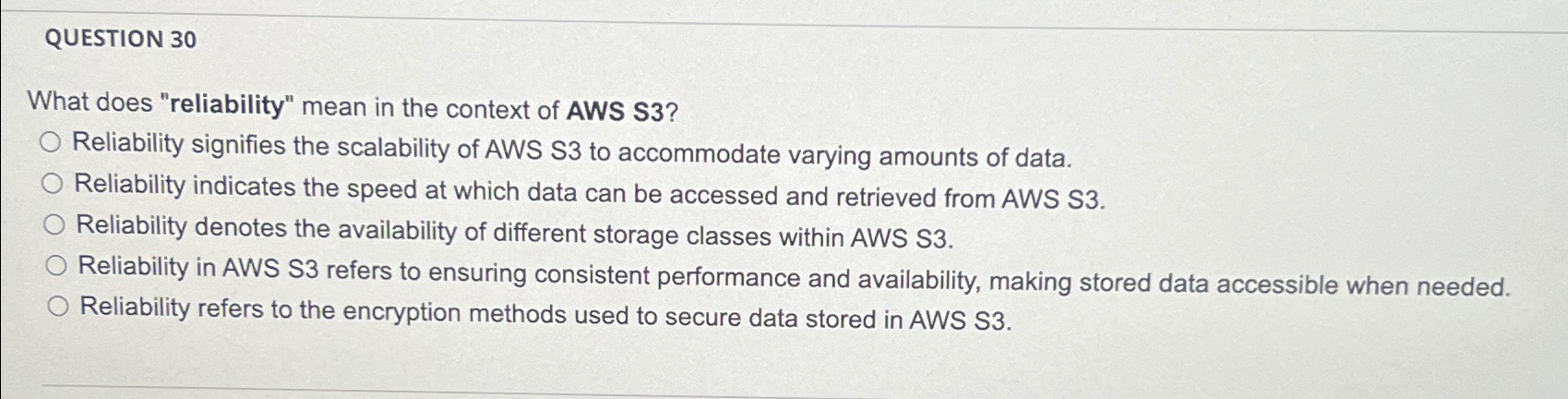 QUESTION 3 0 What does "reliability" mean in the