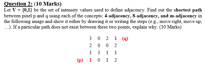 Question 2 : ( 1 0 Marks ) Let V = { 0 , 1 } be