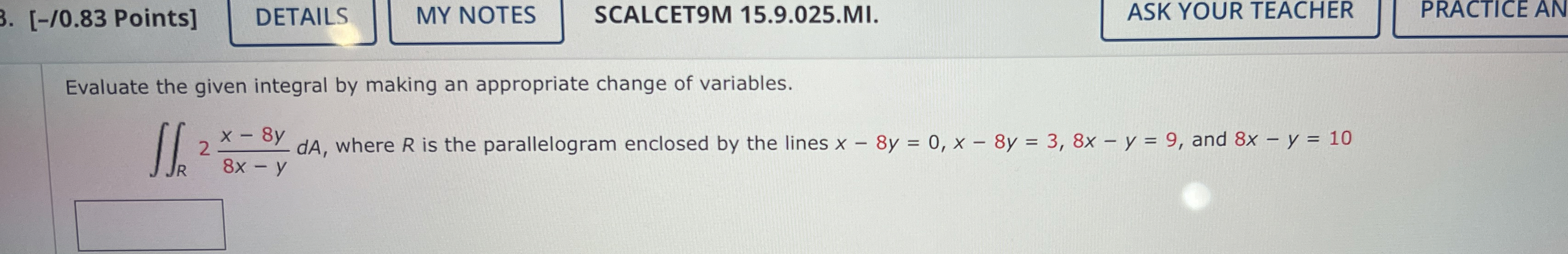 [ - / 0 . 8 3 Points ] DETAILS SCALCET 9 M 1 5 .