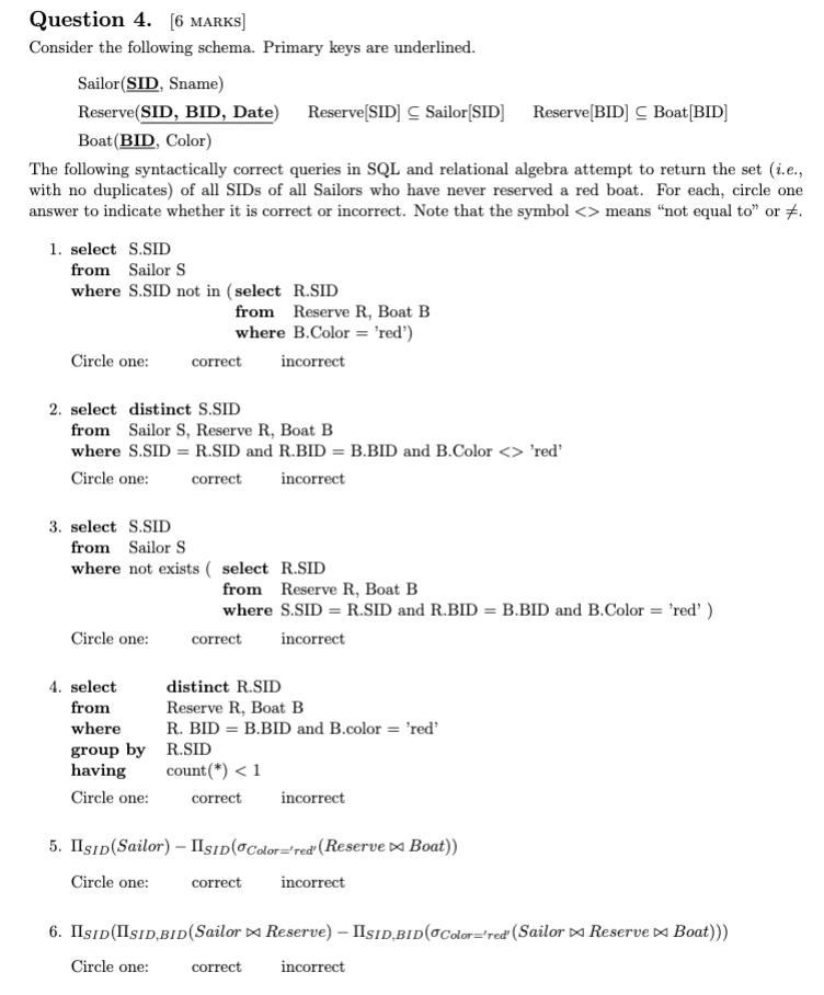 Question 4 . [ 6 MARKS ] Consider the following