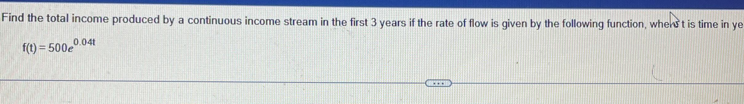 Find the total income produced by a continuous