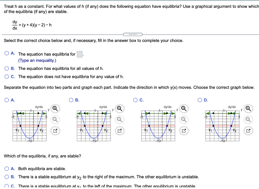 Which of the equilibria, if any, are stable?