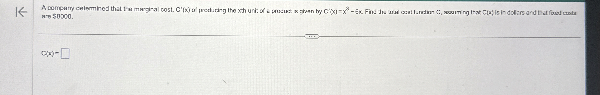 A company determined that the marginal cost, C '