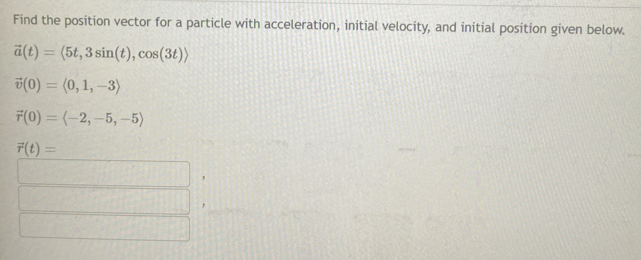 Find the position vector for a particle with
