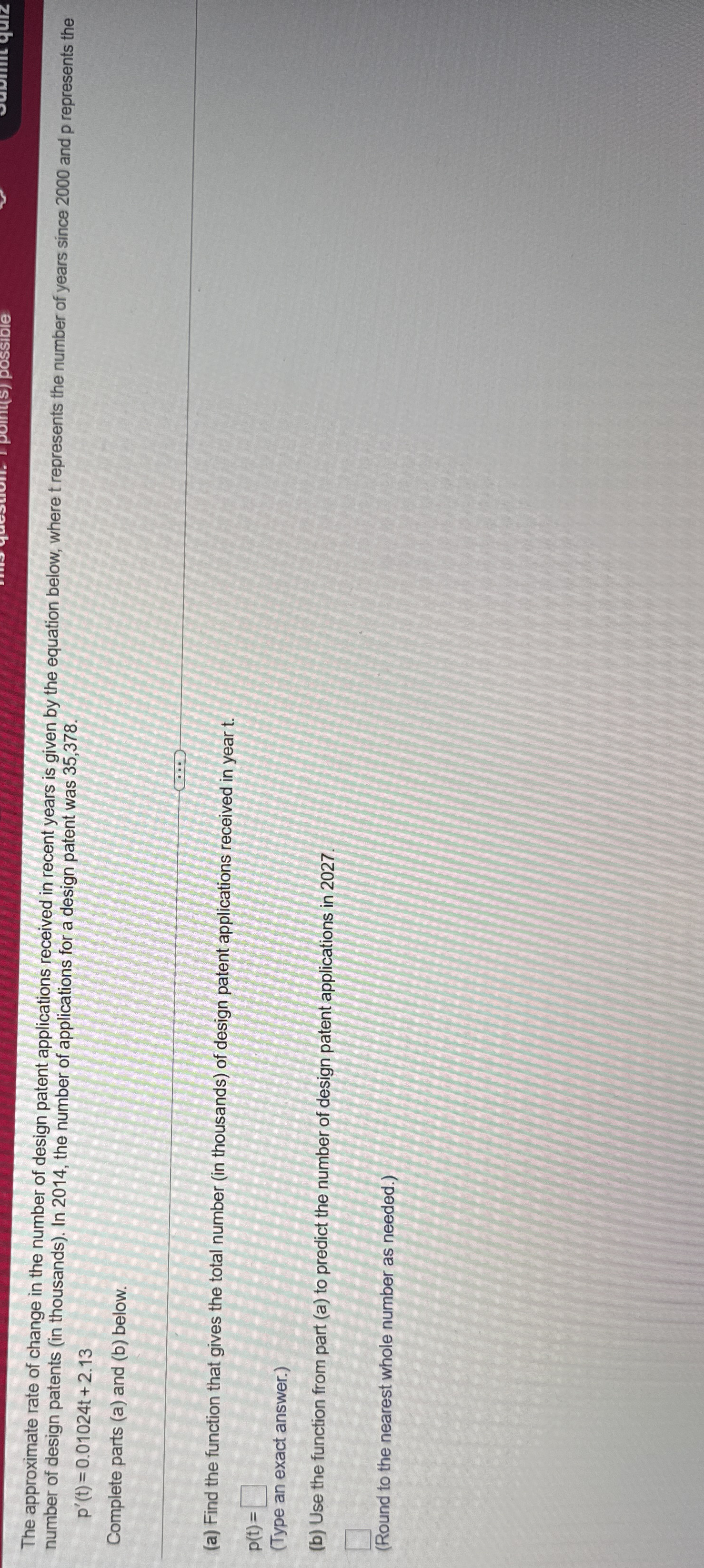 The approximate rate of change in the number of