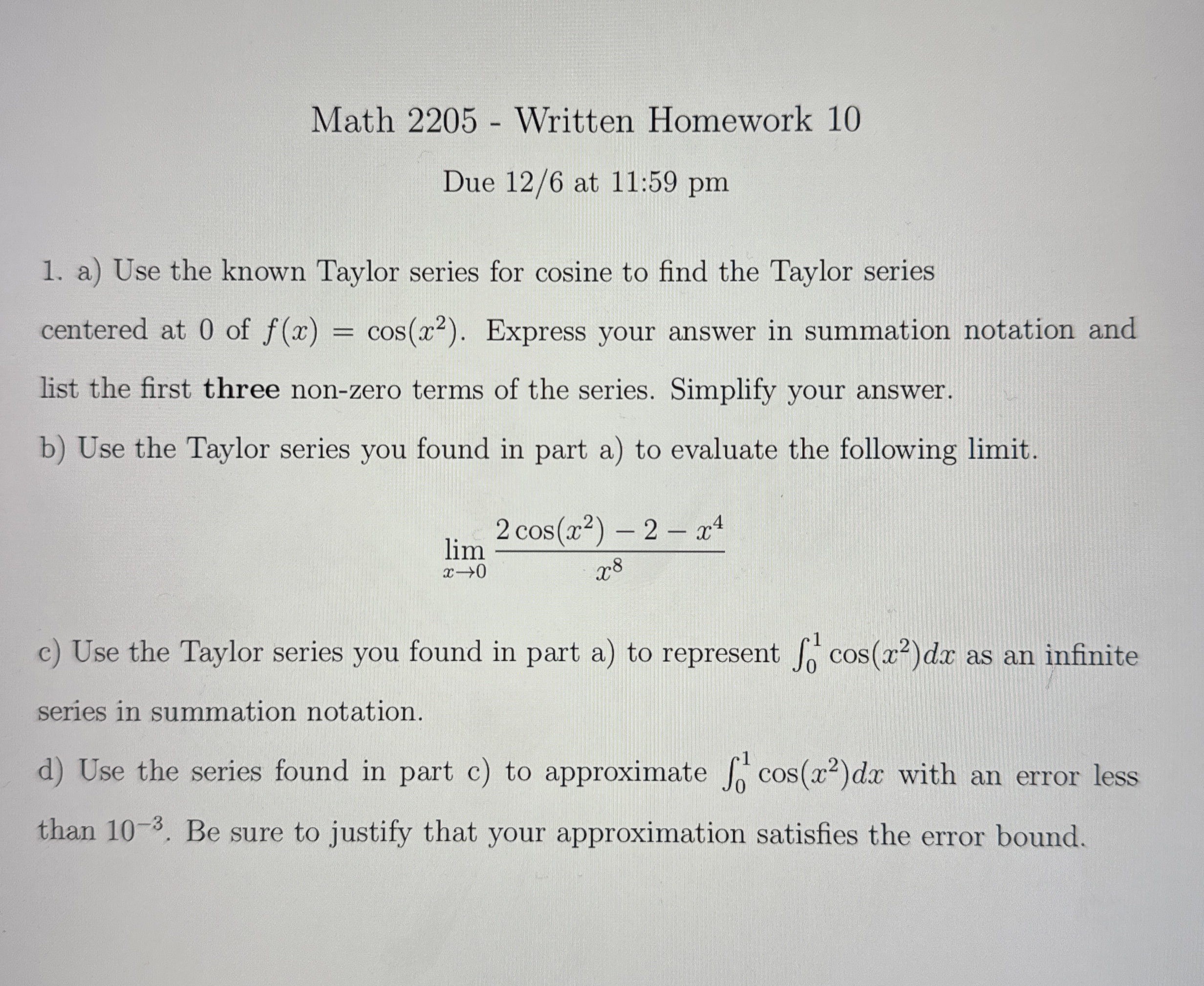 Math 2 2 0 5 - Written Homework 1 0 Due 1 2 / 6