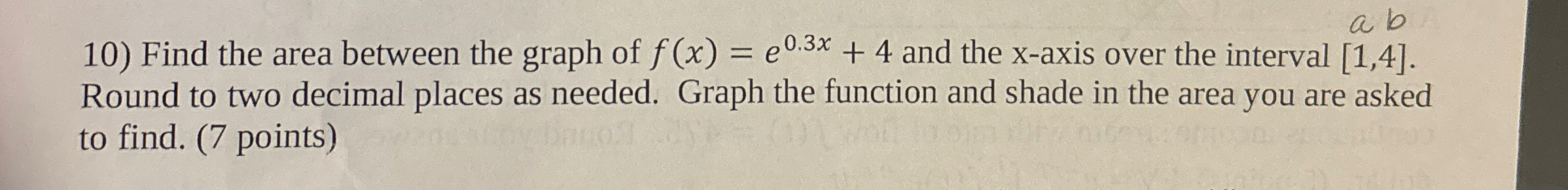 Find the area between the graph of f ( x ) = e 0